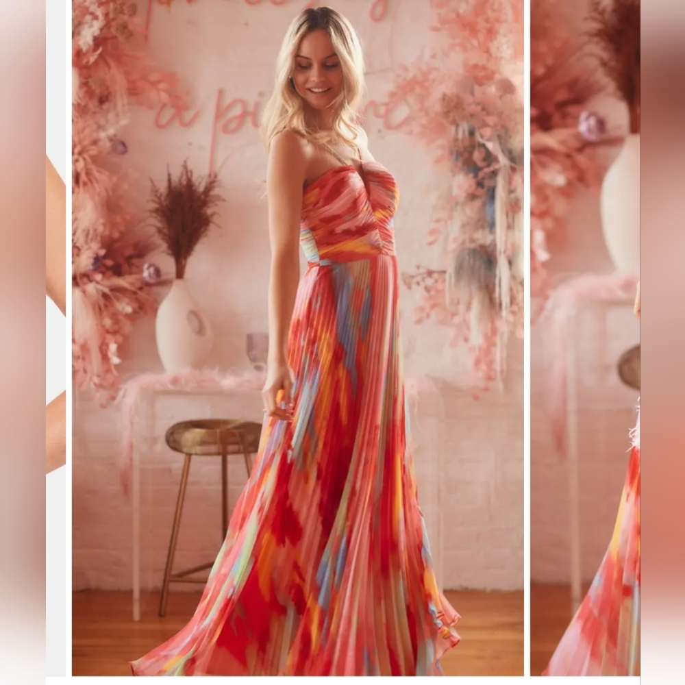 Colorful Strapless Maxi Dress